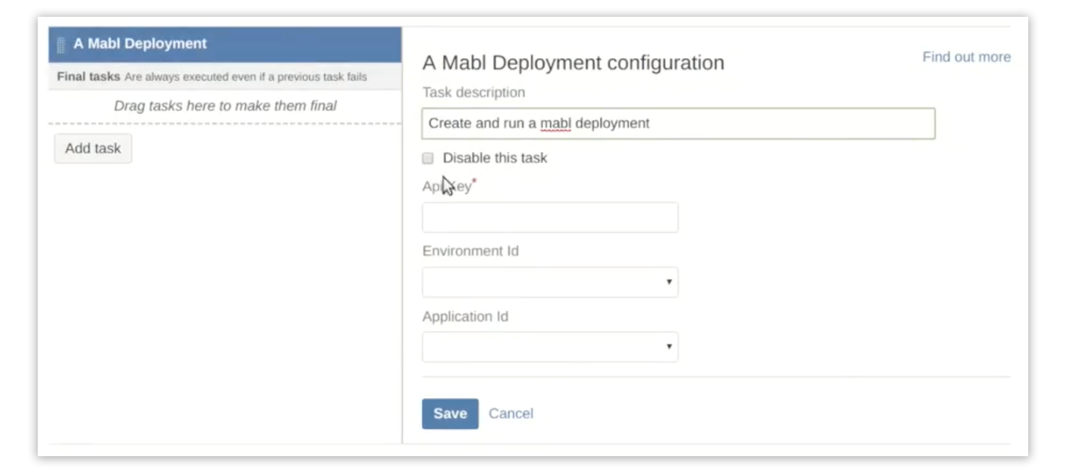 A screenshot showing that the mabl integration for Bamboo is a native plugin.
